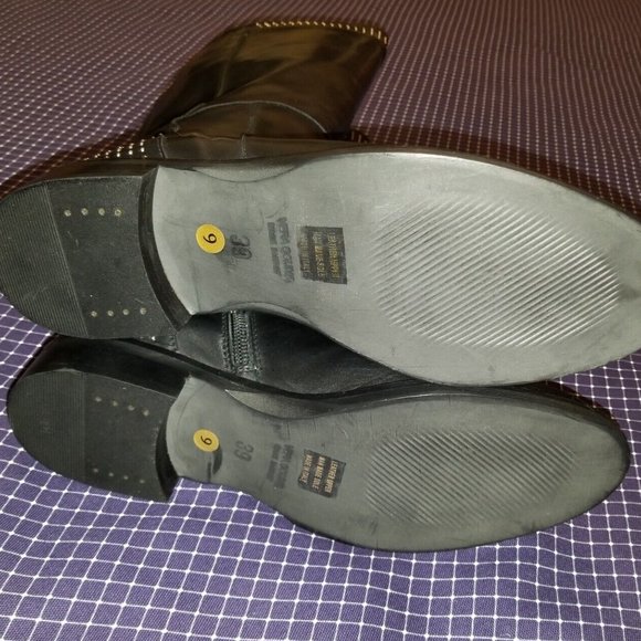 Stelle Monelle Black Leather Micro Studded Tall Boots Women’s Size 9 - Picture 12 of 13